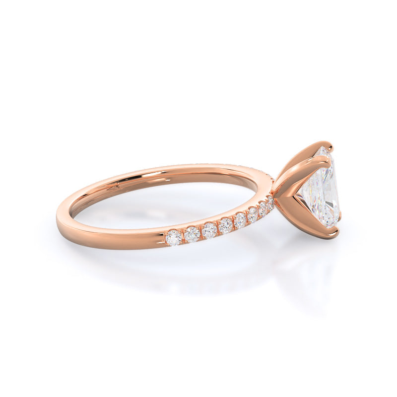 Classic Pave Diamond Engagement Ring with Radiant Cut Diamond in 14KT Rose Gold view 3