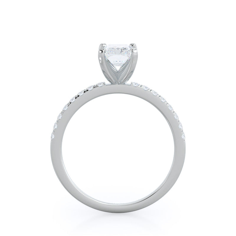 Classic Pave Diamond Engagement Ring with Radiant Cut Diamond in 14KT Platinum view 2