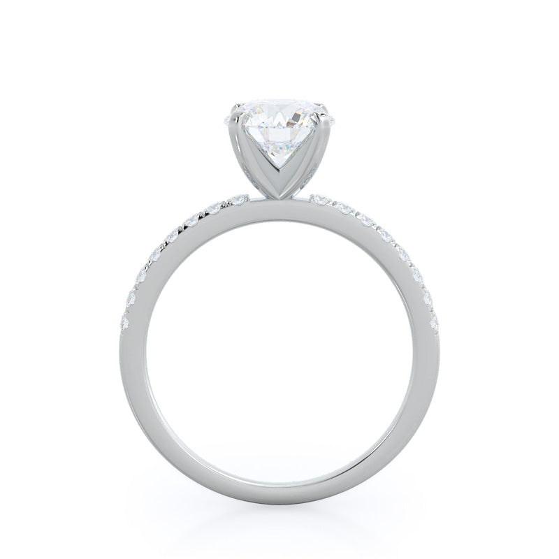 Classic Pave Diamond Engagement Ring with Round Cut Diamond in 14KT Platinum view 2