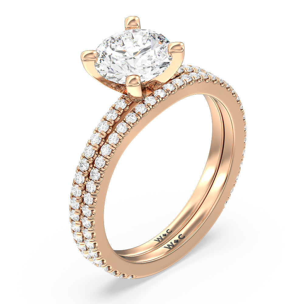 Ara Traditional Pave Diamond Engagement Ring with Pear Cut Diamond in 14KT Rose Gold view 4