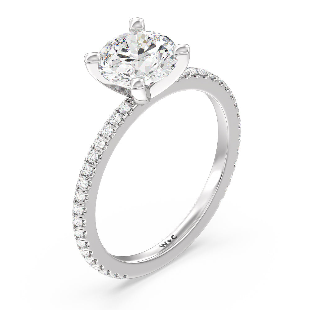Ara Traditional Pave Diamond Engagement Ring with Round Cut Diamond in 14KT Platinum view 3
