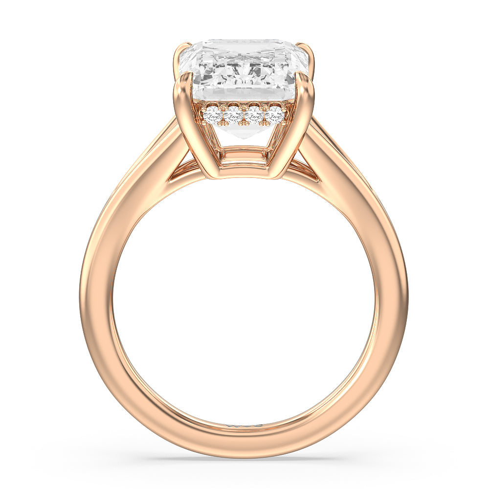 Elegance Split Shank Engagement Ring with Emerald Cut Diamond in 14KT Rose Gold view 2
