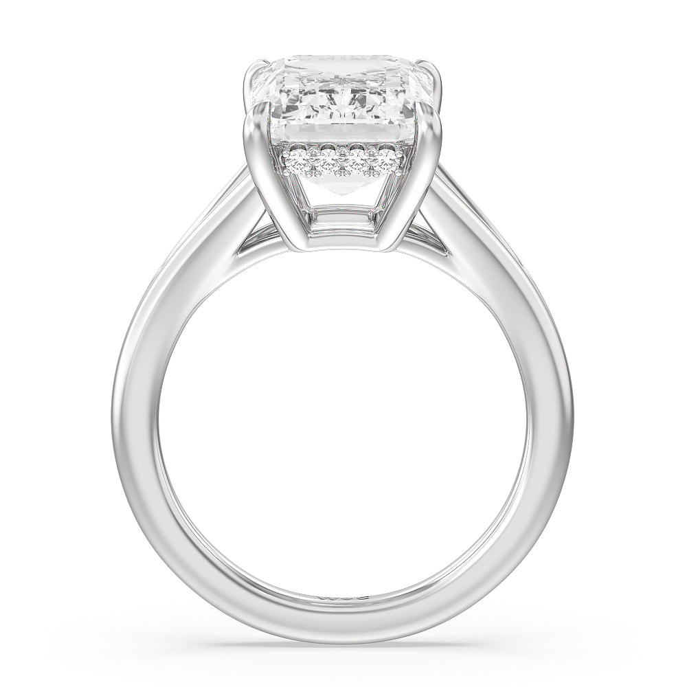 Elegance Split Shank Engagement Ring with Emerald Cut Diamond in 14KT Platinum view 2