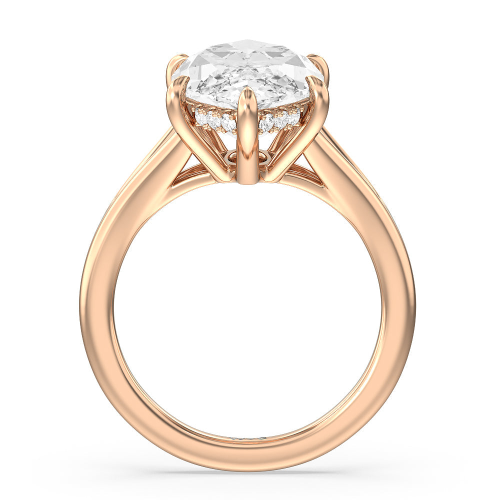 Elegance Split Shank Engagement Ring with Marquise Cut Diamond in 14KT Rose Gold view 2