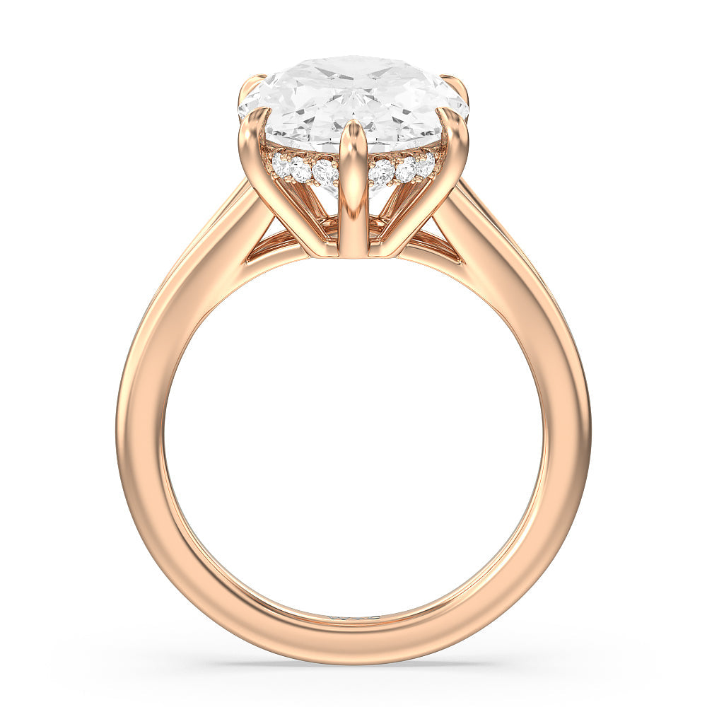 Elegance Split Shank Engagement Ring with Oval Cut Diamond in 14KT Rose Gold view 3