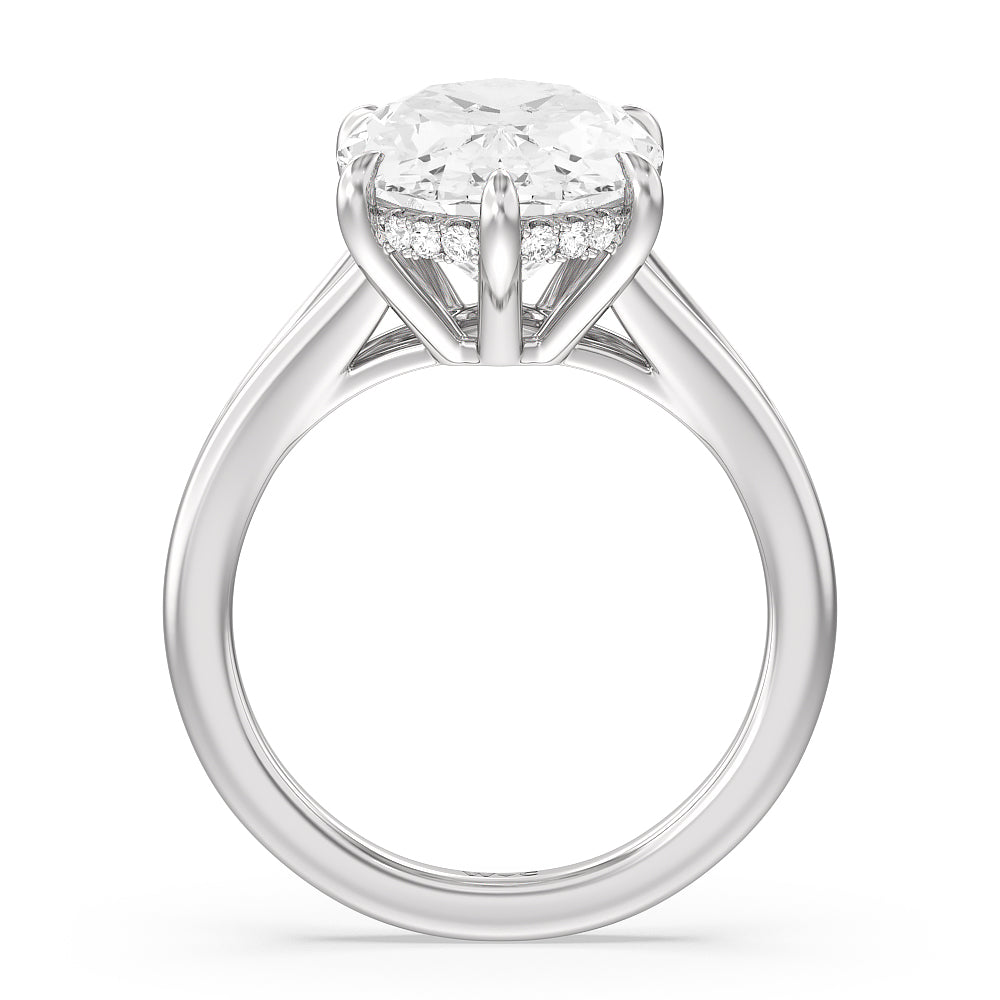 Elegance Split Shank Engagement Ring with Oval Cut Diamond in 14KT Platinum view 3