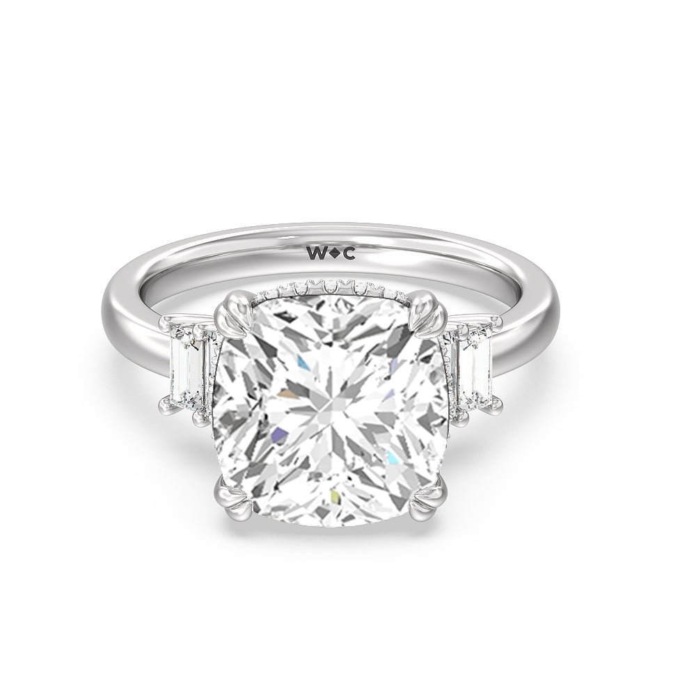 Elegance Emerald Cut Side Stone Engagement Ring With Clarity