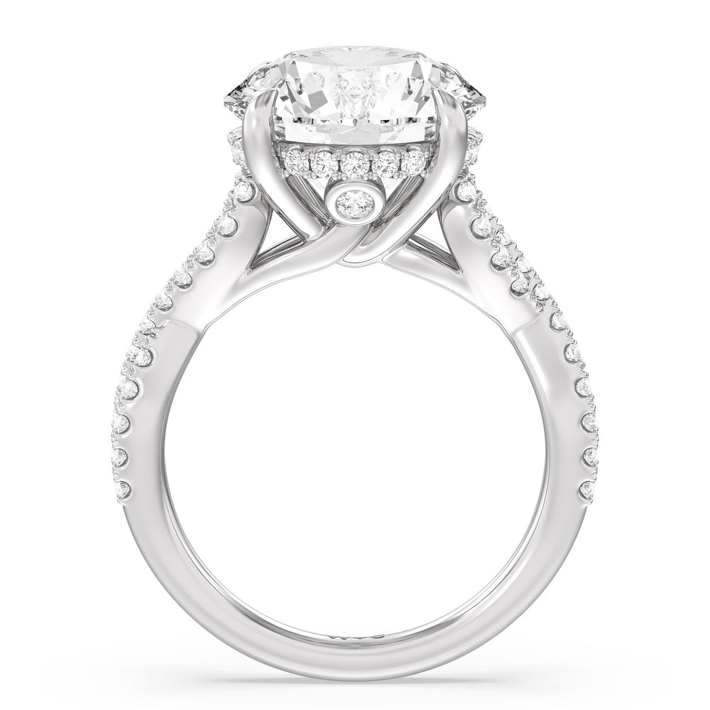 Round Cut Royal Twist Hidden Halo Ring with Lab Grown Diamond in 14KT Platinum view 2