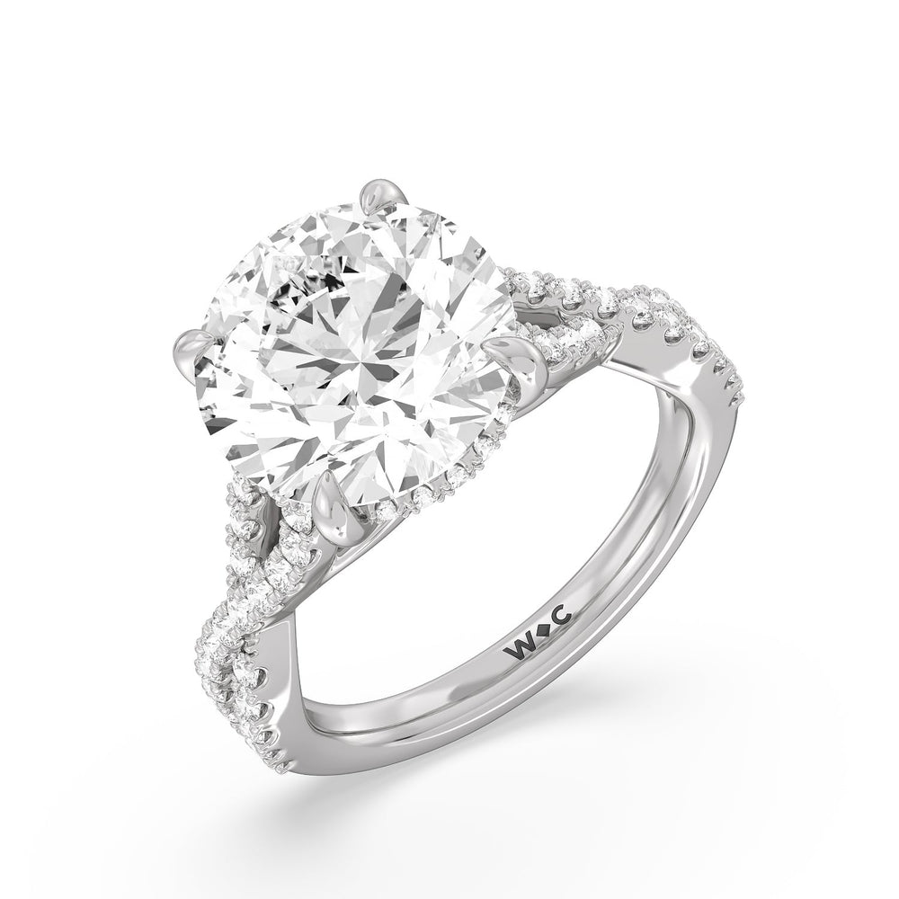 Round Cut Royal Twist Hidden Halo Ring with Lab Grown Diamond in 14KT Platinum view 3