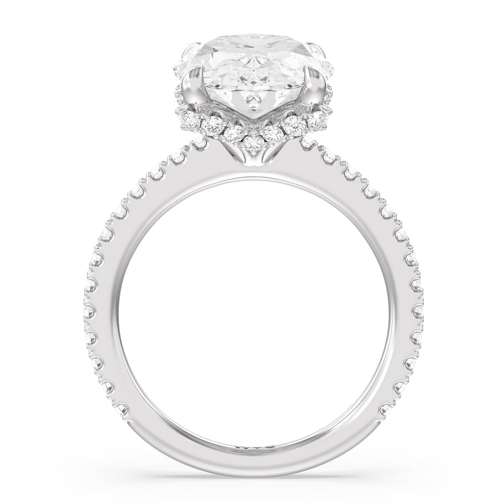 Oval Cut Luxuriant Hidden Halo Ring with Lab Grown Diamond in 14KT Platinum view 2