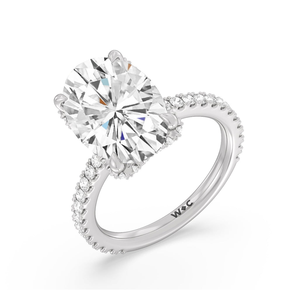 Oval Cut Luxuriant Hidden Halo Ring with Lab Grown Diamond in 14KT Platinum view 3