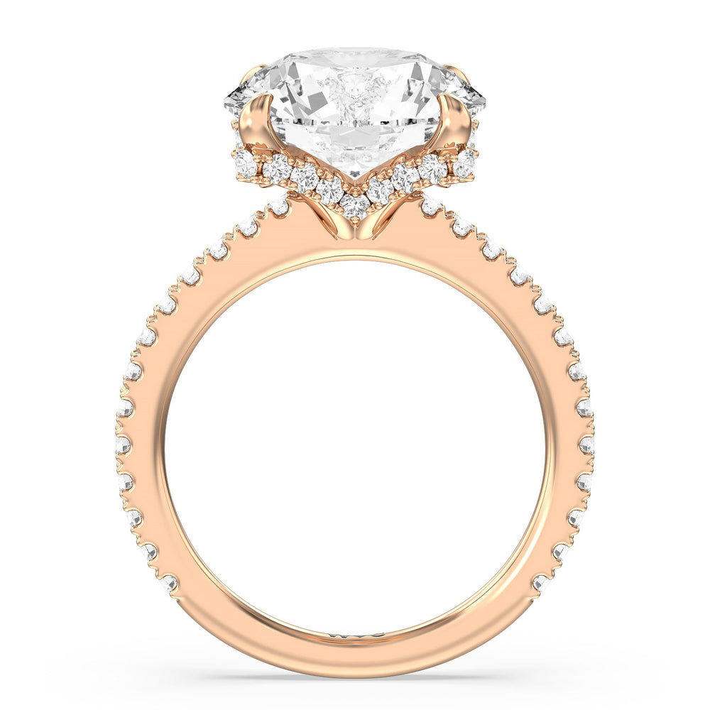 Round Cut Luxuriant Hidden Halo Ring with Lab Grown Diamond in 14KT Rose Gold view 2