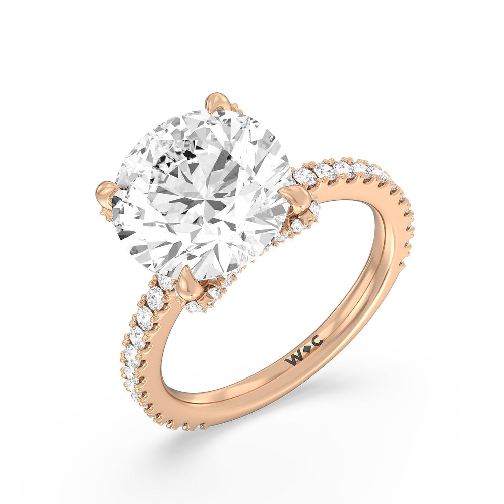 Round Cut Luxuriant Hidden Halo Ring with Lab Grown Diamond in 14KT Rose Gold view 3