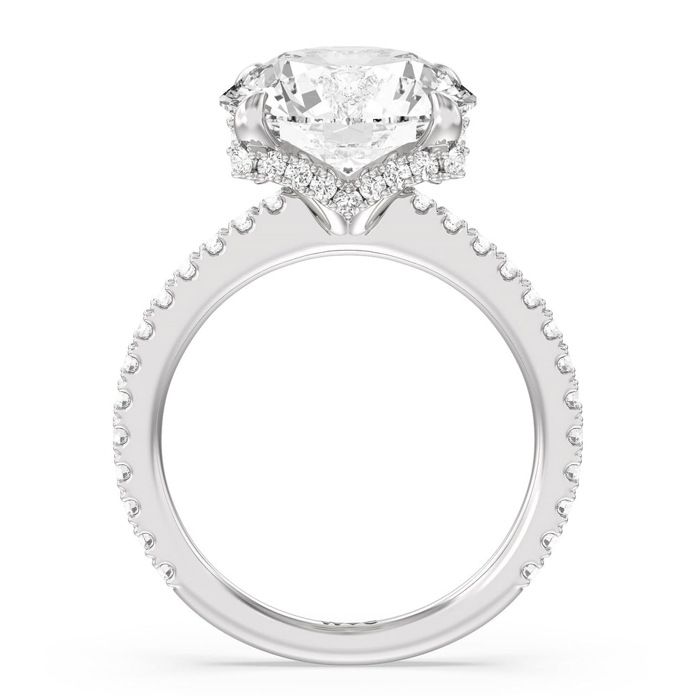 Round Cut Luxuriant Hidden Halo Ring with Lab Grown Diamond in 14KT Platinum view 2