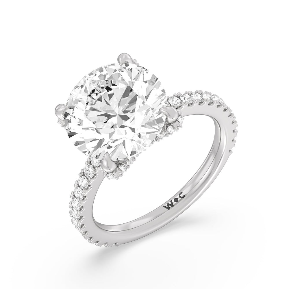 Round Cut Luxuriant Hidden Halo Ring with Lab Grown Diamond in 14KT Platinum view 3