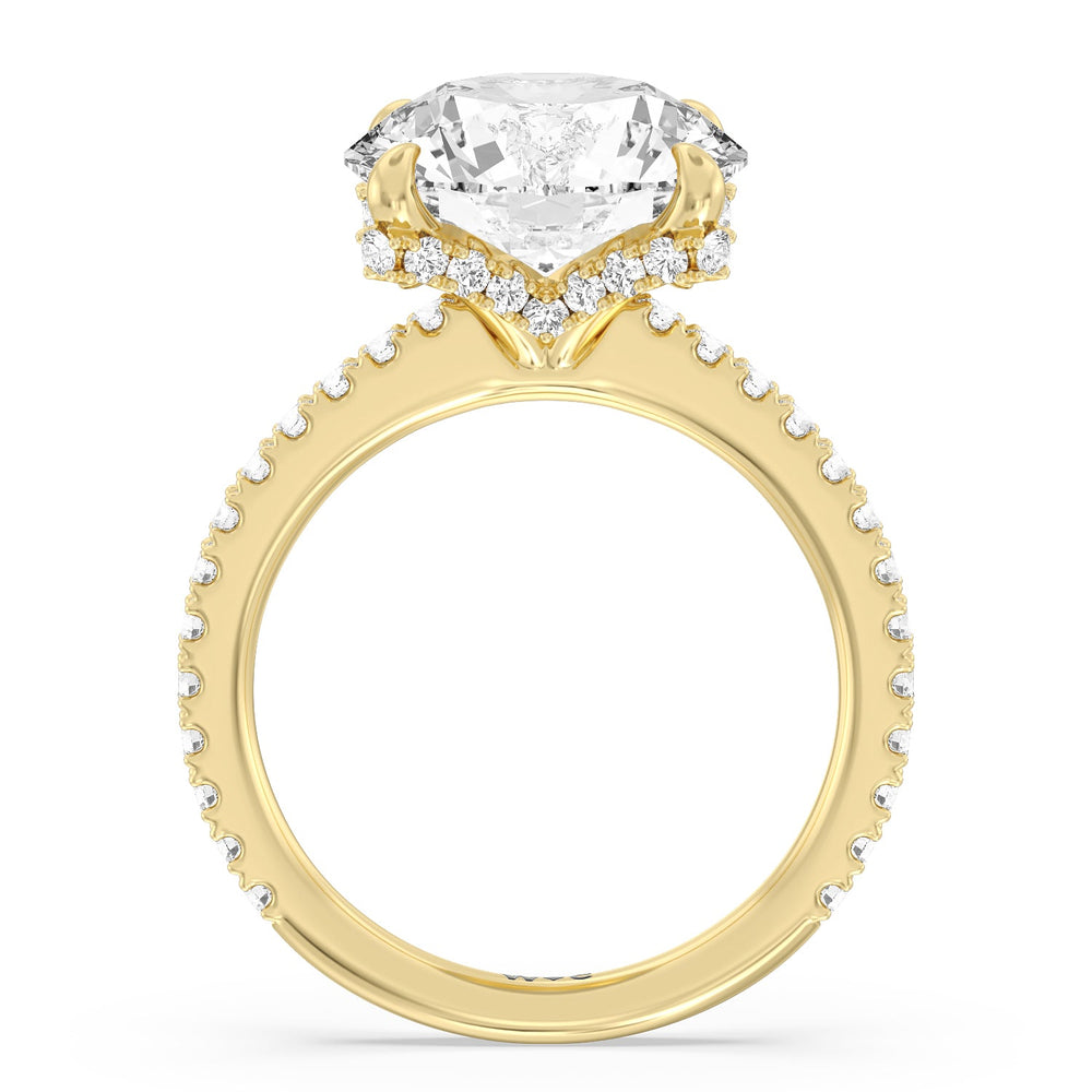 Round Cut Luxuriant Hidden Halo Ring with Lab Grown Diamond in 14KT Yellow Gold view 2
