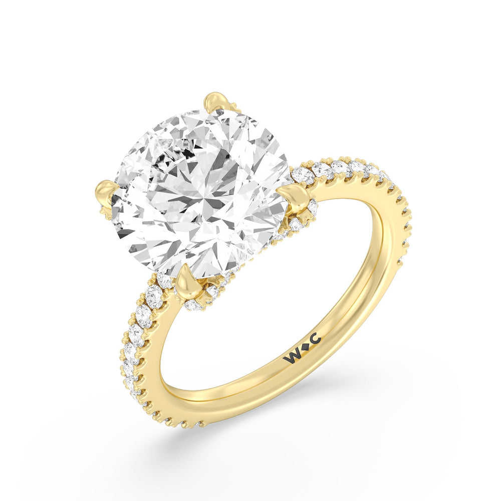 Round Cut Luxuriant Hidden Halo Ring with Lab Grown Diamond in 14KT Yellow Gold view 3