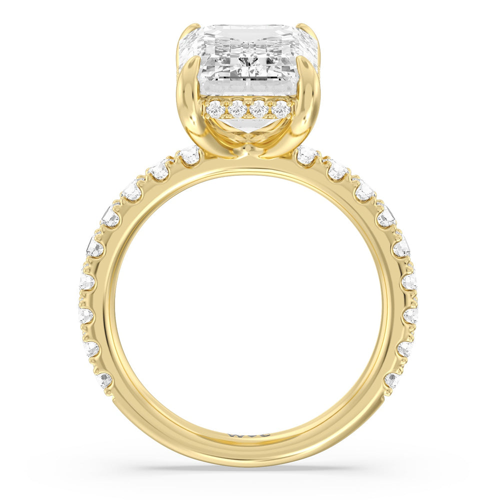 Grandeur Hidden Halo Ring with Emerald Cut Diamond in 14KT Yellow Gold view 2