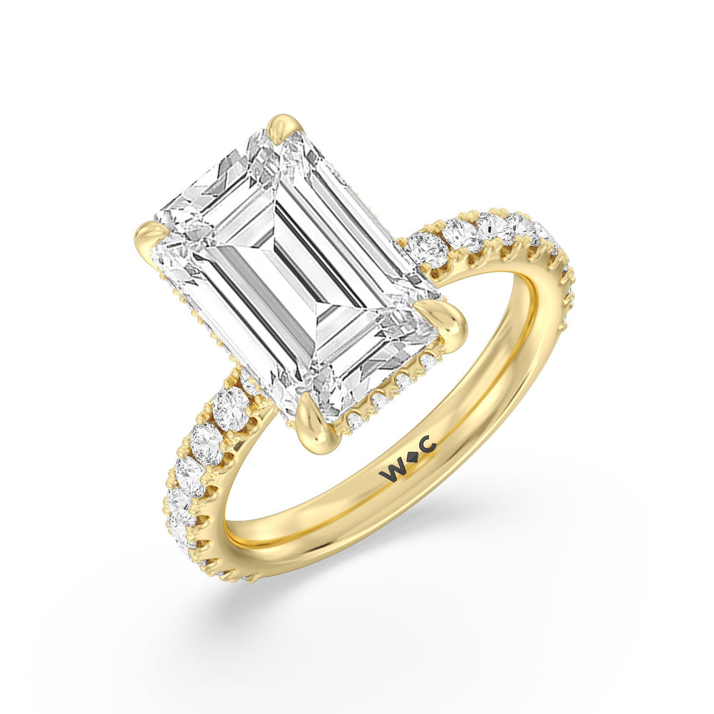 Grandeur Hidden Halo Ring with Emerald Cut Diamond in 14KT Yellow Gold view 3
