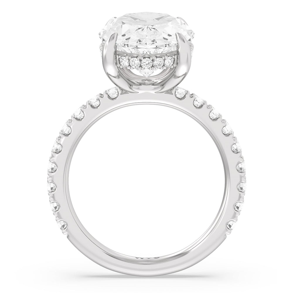 Grandeur Hidden Halo Ring with Oval Cut Diamond in 14KT Platinum view 2