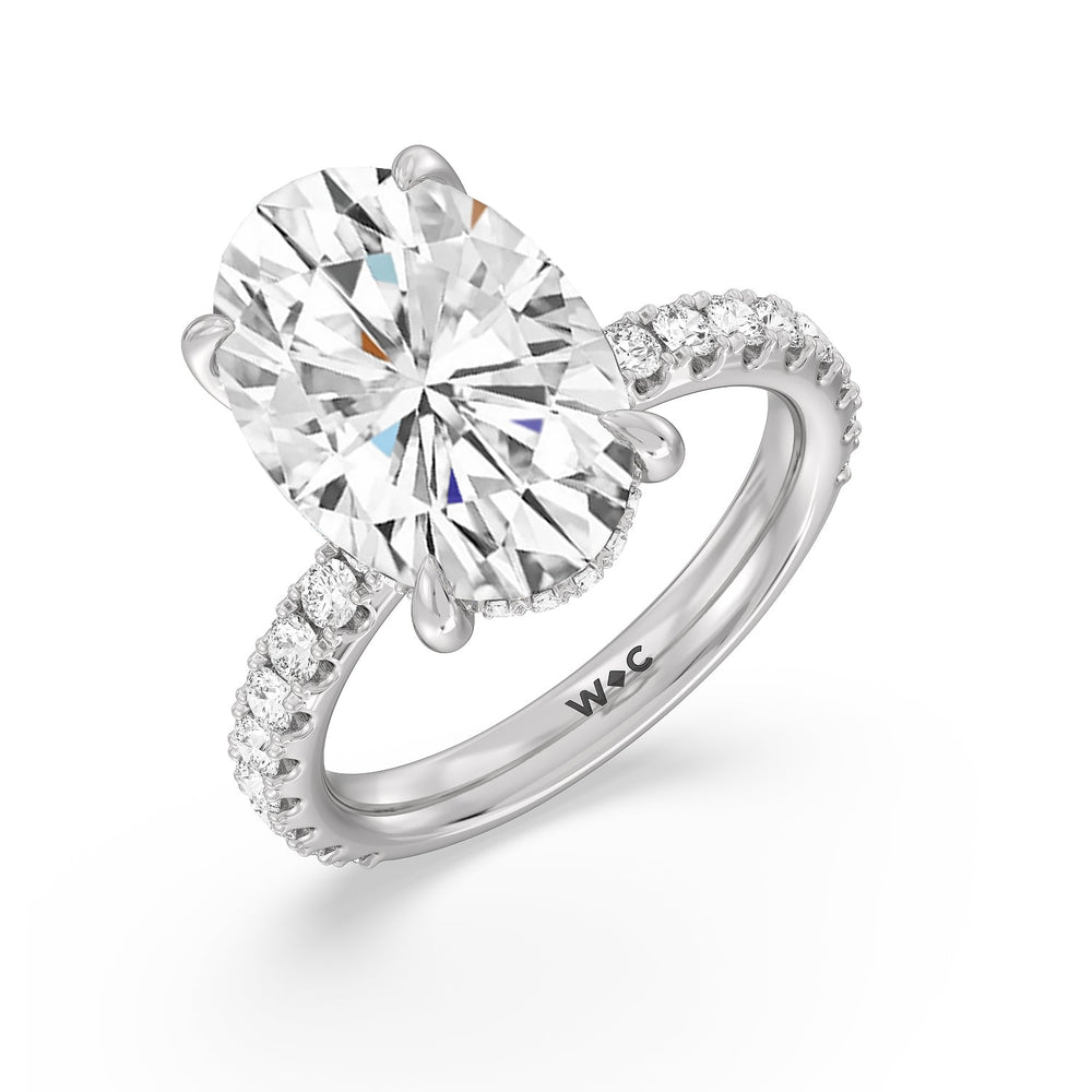 Grandeur Hidden Halo Ring with Oval Cut Diamond in 14KT Platinum view 3