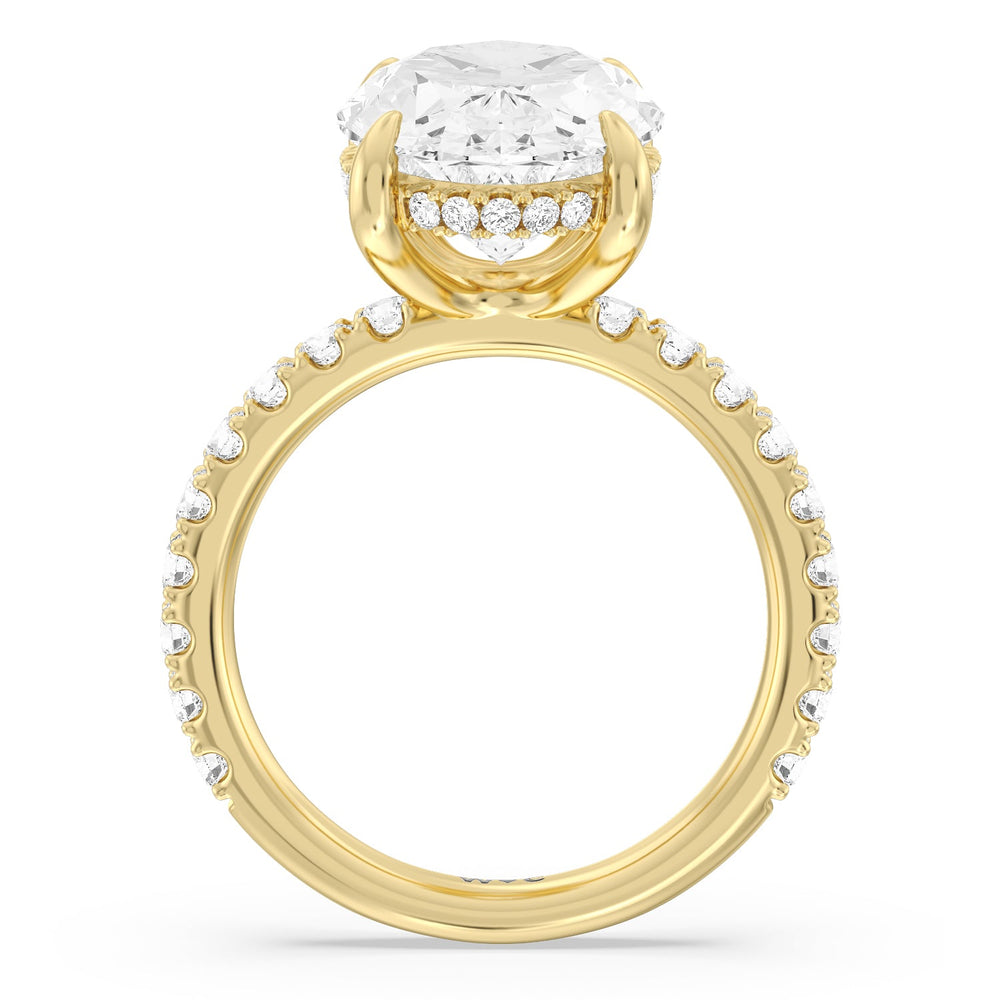 Grandeur Hidden Halo Ring with Oval Cut Diamond in 14KT Yellow Gold view 2
