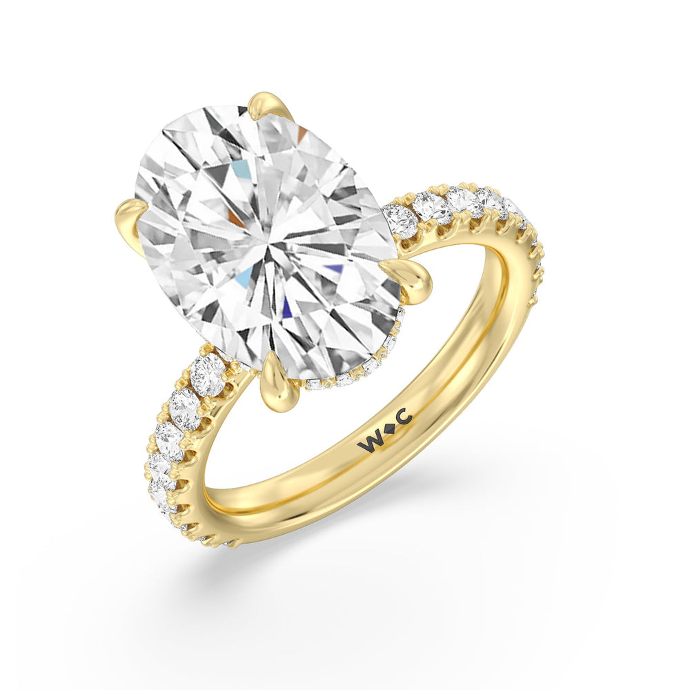 Grandeur Hidden Halo Ring with Oval Cut Diamond in 14KT Yellow Gold view 3