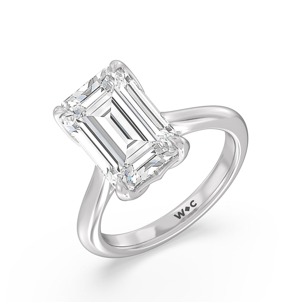 Emerald Cut Famed Tulip Cathedral Ring with Lab Grown Diamond in 14KT Platinum view 4