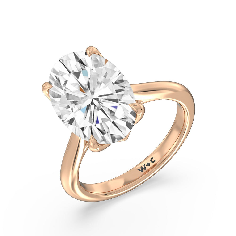 Oval Cut Famed Tulip Cathedral Ring with Lab Grown Diamond in 14KT Rose Gold view 4