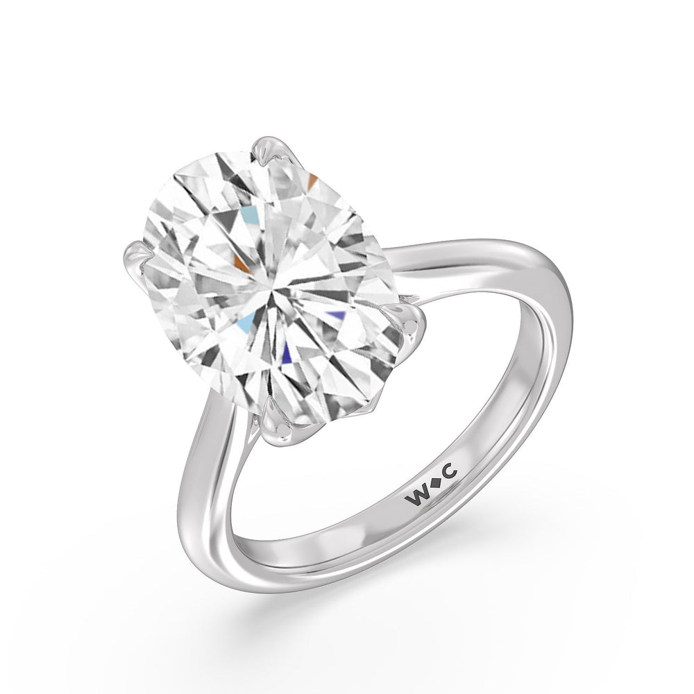 Oval Cut Famed Tulip Cathedral Ring with Lab Grown Diamond in 14KT Platinum view 4