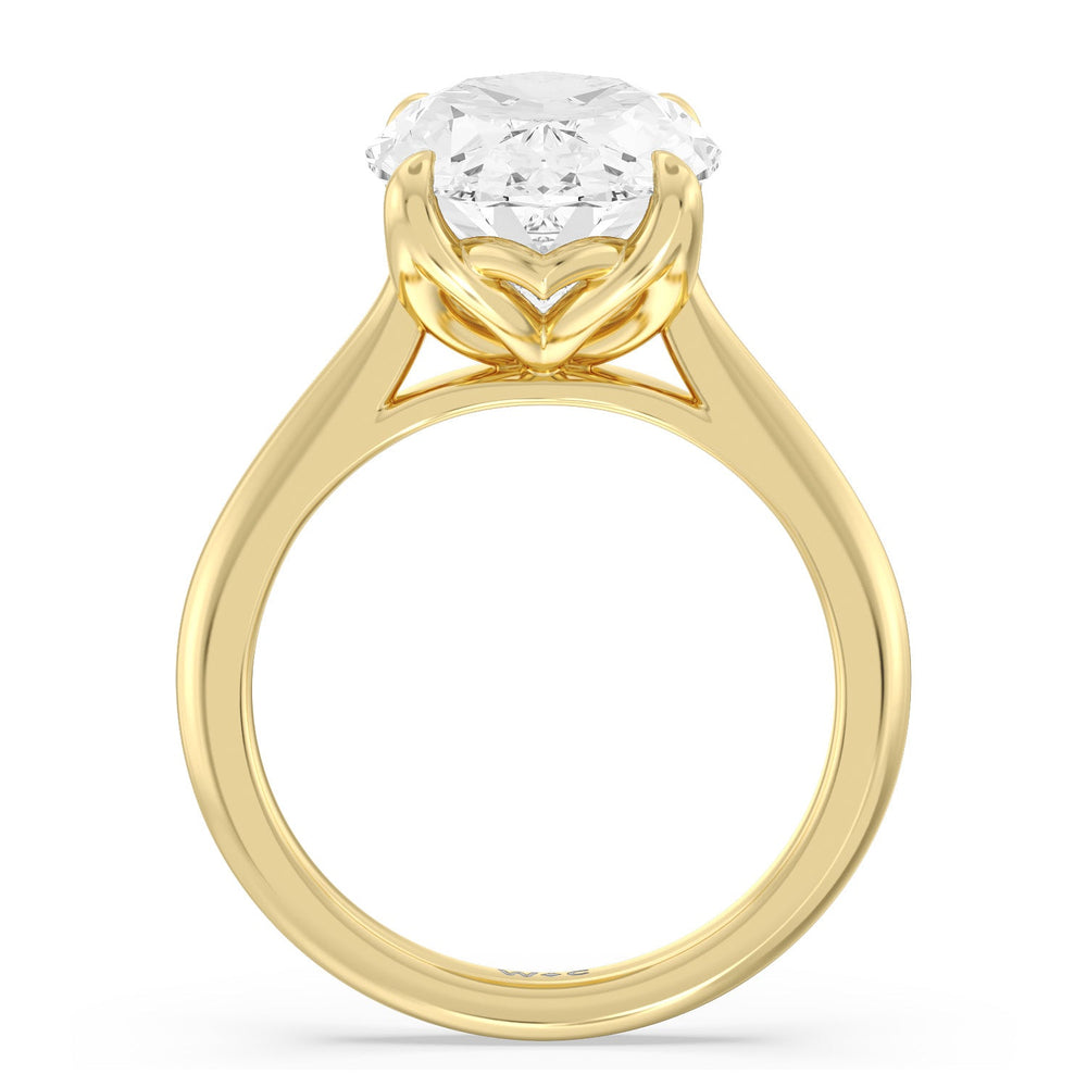 Oval Cut Famed Tulip Cathedral Ring with Lab Grown Diamond in 14KT Yellow Gold view 3