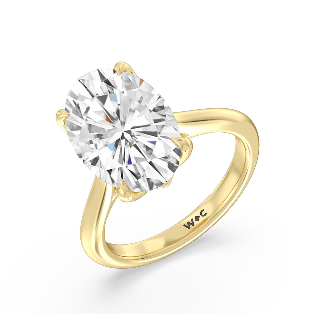 Oval Cut Famed Tulip Cathedral Ring with Lab Grown Diamond in 14KT Yellow Gold view 4