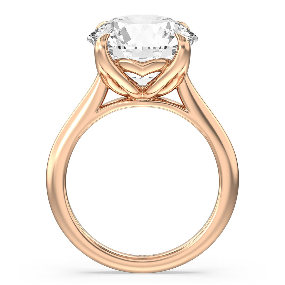 Round Cut Famed Tulip Cathedral Ring with Lab Grown Diamond in 14KT Rose Gold view 3