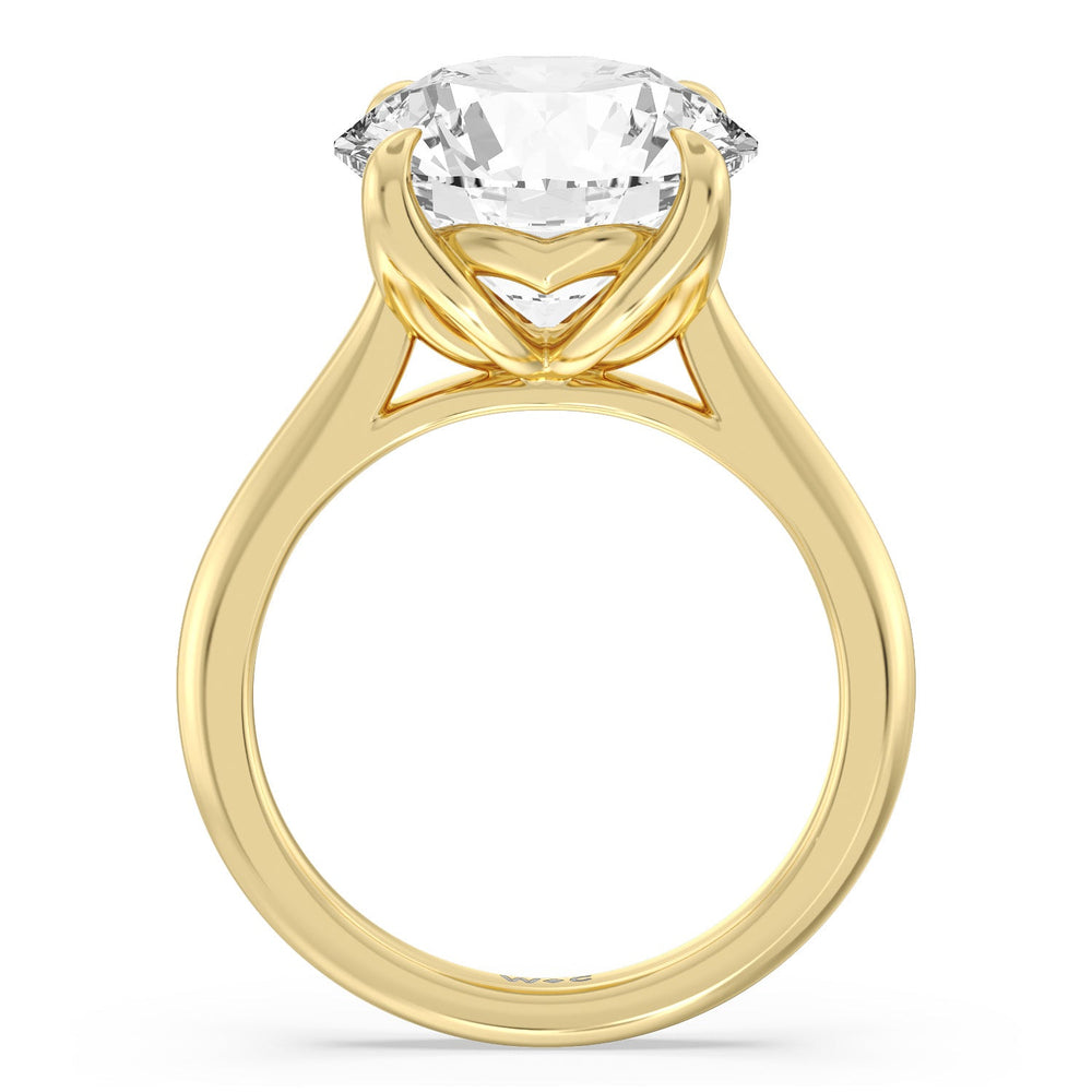 Round Cut Famed Tulip Cathedral Ring with Lab Grown Diamond in 14KT Yellow Gold view 3