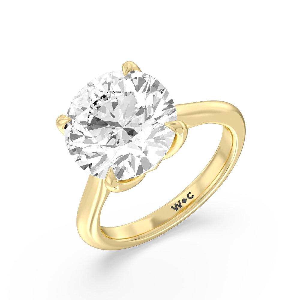 Round Cut Famed Tulip Cathedral Ring with Lab Grown Diamond in 14KT Yellow Gold view 4