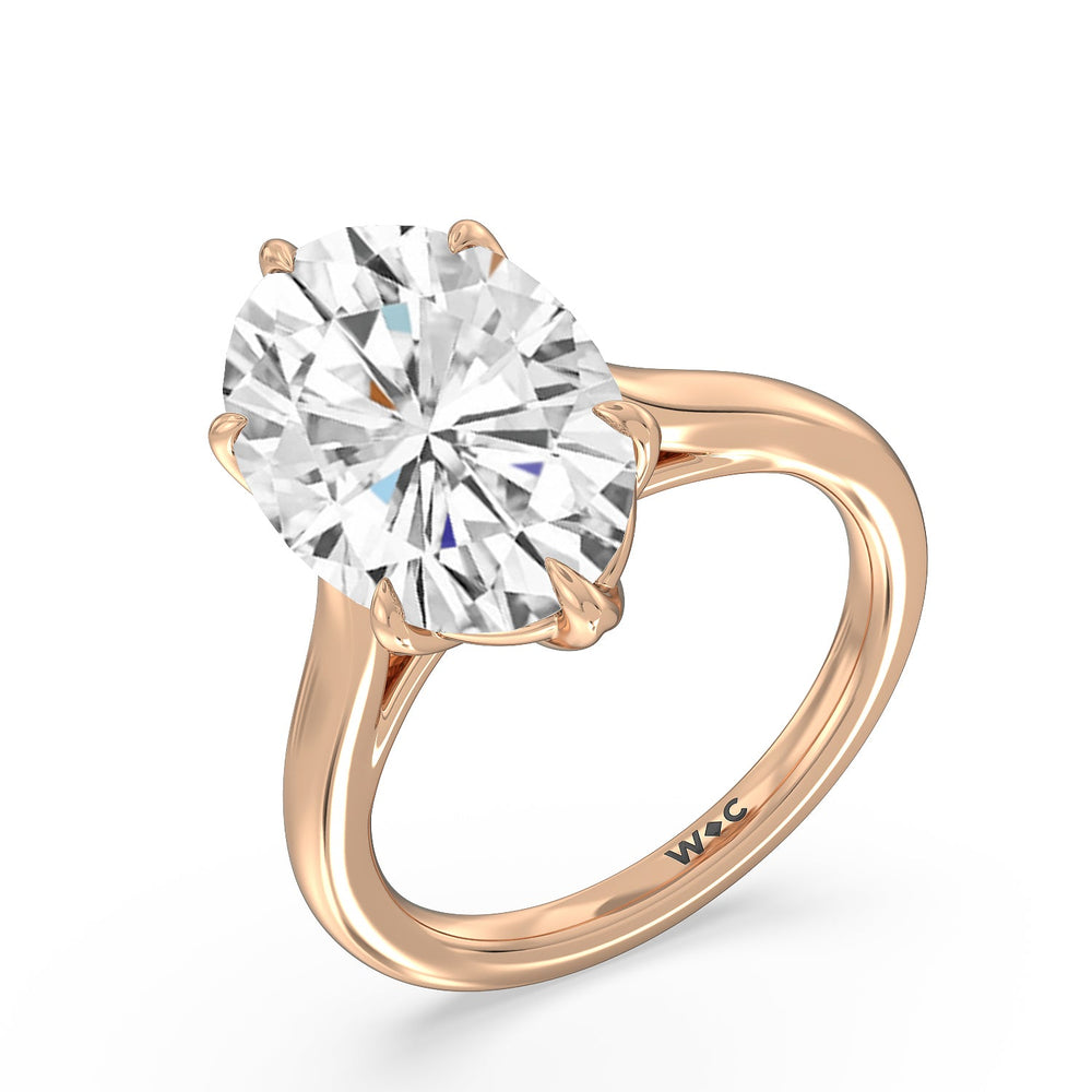 Oval Cut Prominent Tulip Solitaire Ring with Lab Grown Diamond in 14KT Rose Gold view 3