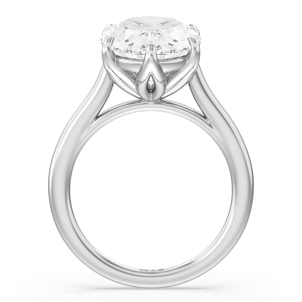 Oval Cut Prominent Tulip Solitaire Ring with Lab Grown Diamond in 14KT Platinum view 2