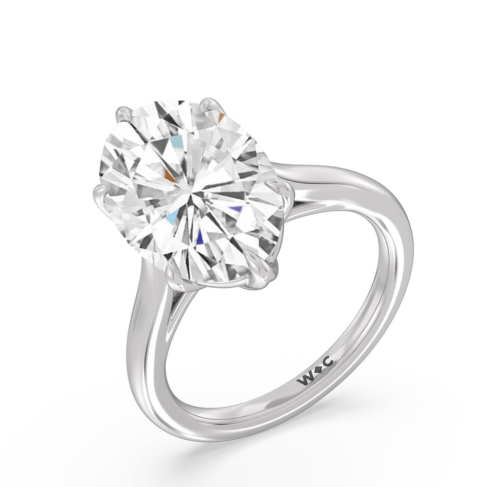 Oval Cut Prominent Tulip Solitaire Ring with Lab Grown Diamond in 14KT Platinum view 3