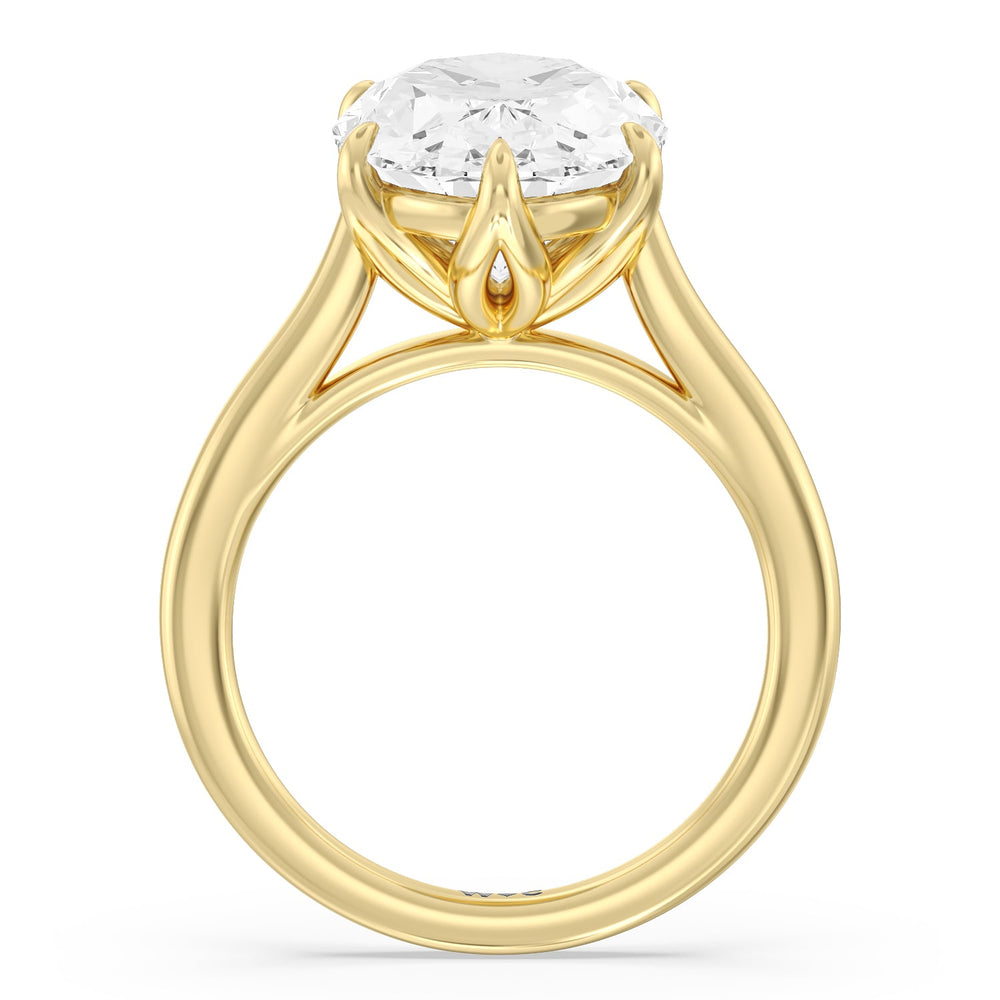 Oval Cut Prominent Tulip Solitaire Ring with Lab Grown Diamond in 14KT Yellow Gold view 2