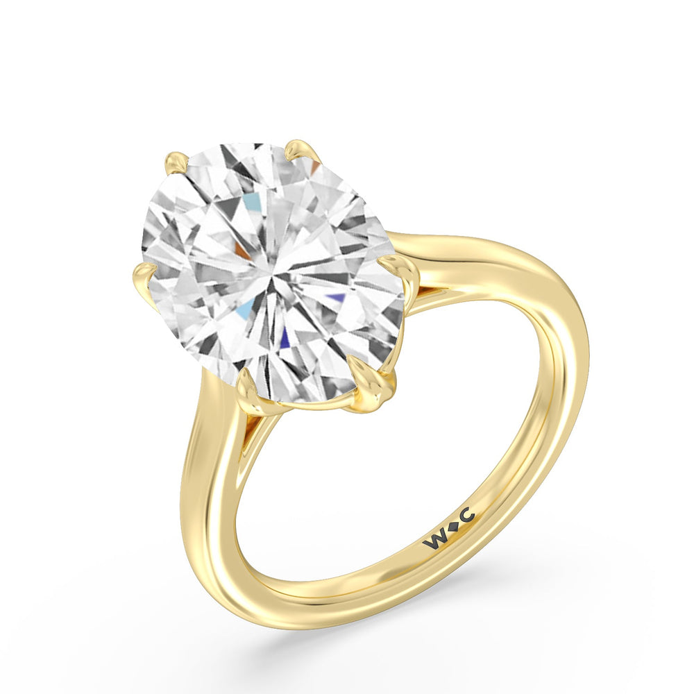 Oval Cut Prominent Tulip Solitaire Ring with Lab Grown Diamond in 14KT Yellow Gold view 3