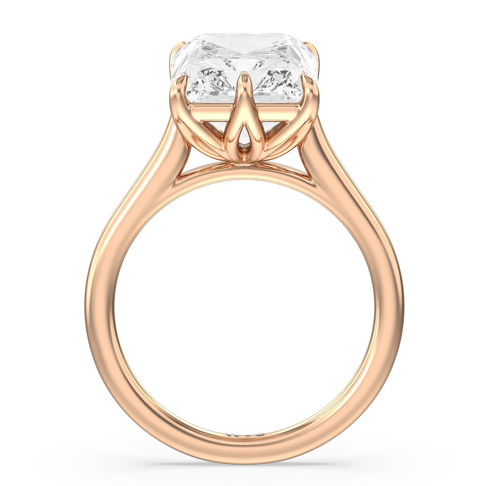 Radiant Cut Prominent Tulip Solitaire Ring with Lab Grown Diamond in 14KT Rose Gold view 2