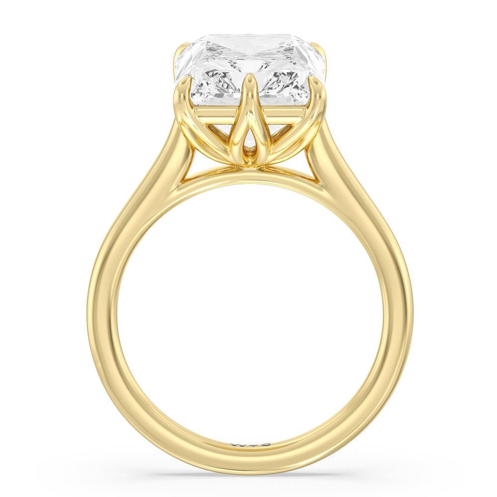 Radiant Cut Prominent Tulip Solitaire Ring with Lab Grown Diamond in 14KT Yellow Gold view 2