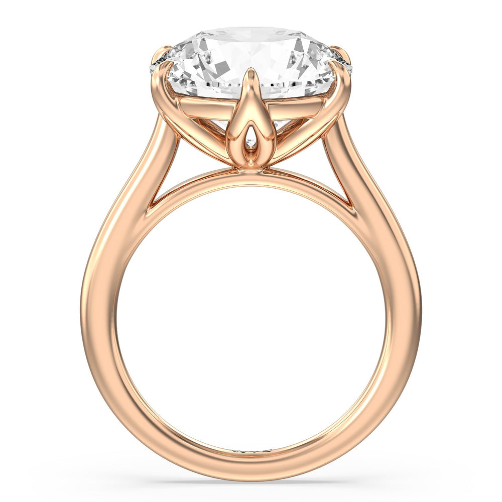Round Cut Prominent Tulip Solitaire Ring with Lab Grown Diamond in 14KT Rose Gold view 2