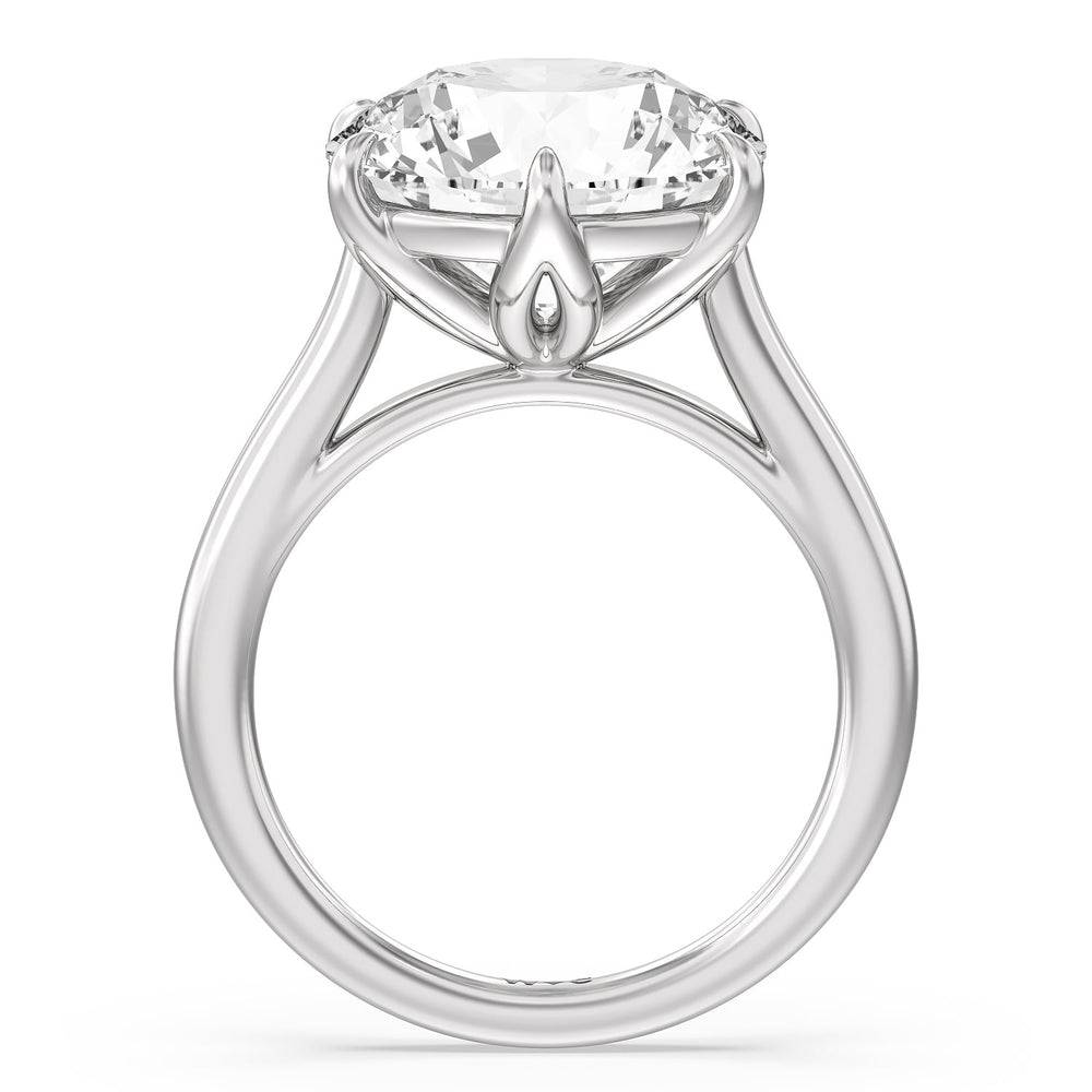 Round Cut Prominent Tulip Solitaire Ring with Lab Grown Diamond in 14KT Platinum view 2