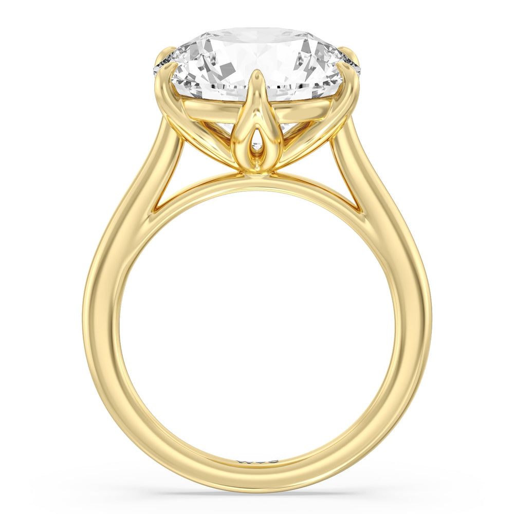Round Cut Prominent Tulip Solitaire Ring with Lab Grown Diamond in 14KT Yellow Gold view 2