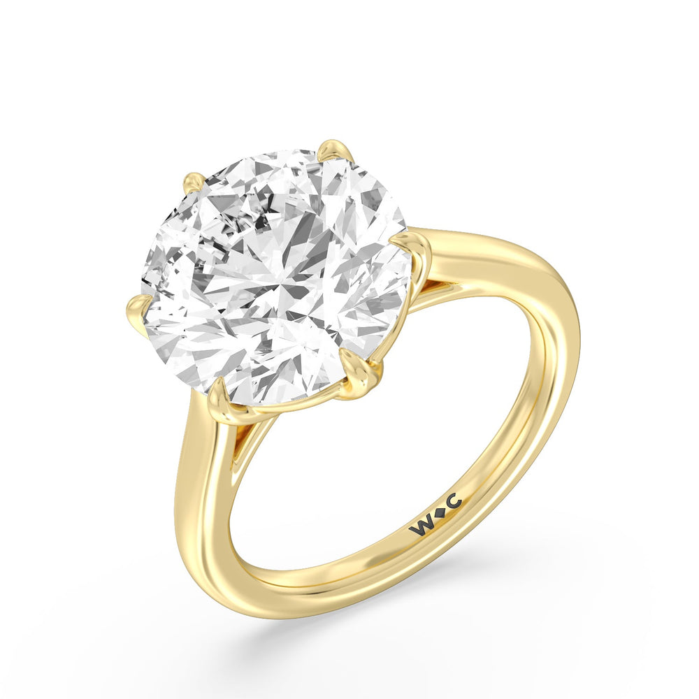 Round Cut Prominent Tulip Solitaire Ring with Lab Grown Diamond in 14KT Yellow Gold view 3