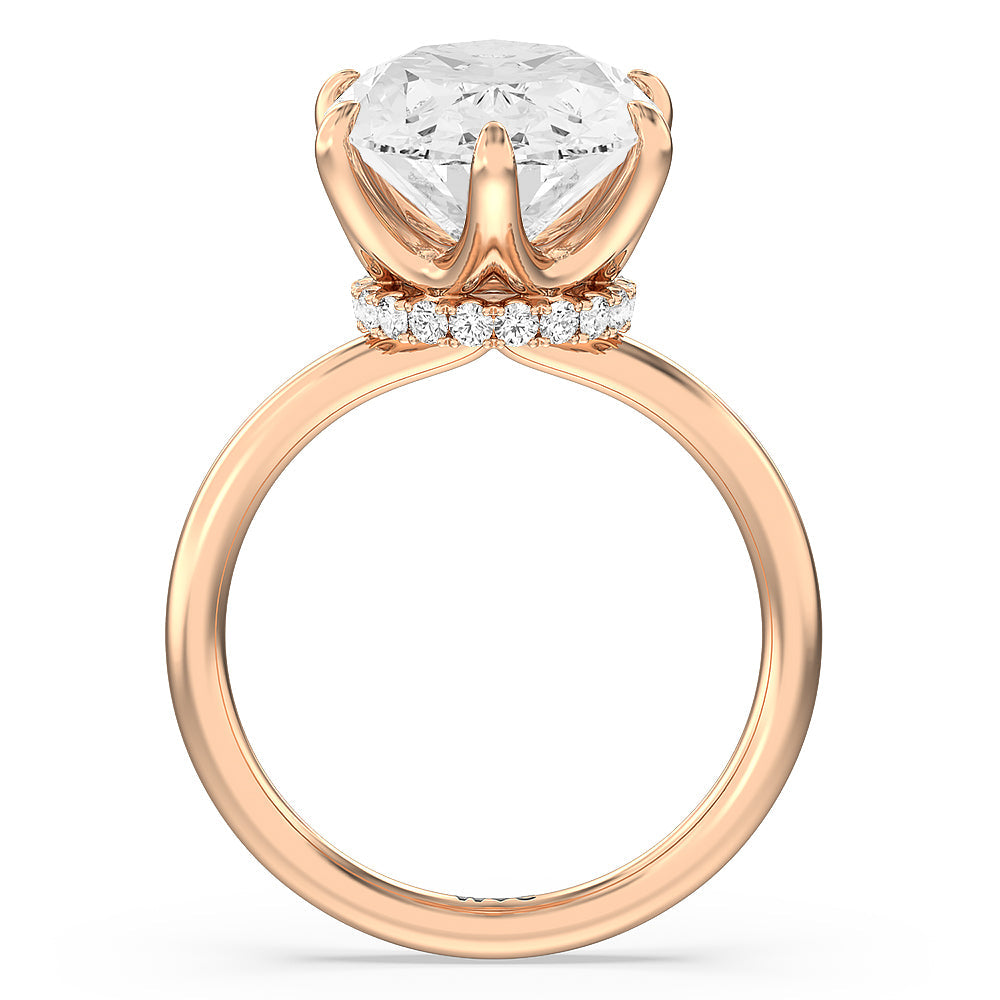 Elevated Hidden Halo Ring with Oval Cut Diamond in 14KT Rose Gold view 2