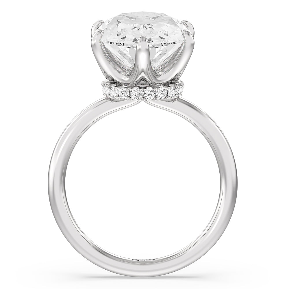 Elevated Hidden Halo Ring with Oval Cut Diamond in 14KT Platinum view 2