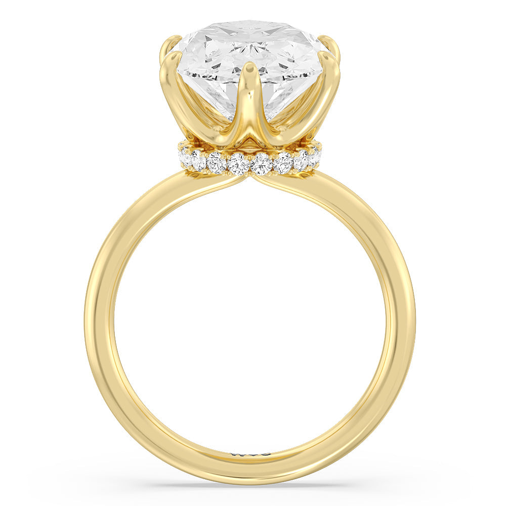 Elevated Hidden Halo Ring with Oval Cut Diamond in 14KT Yellow Gold view 2