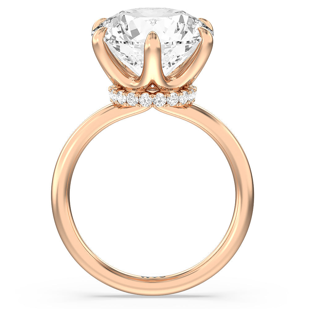 Elevated Hidden Halo Ring with Round Cut Diamond in 14KT Rose Gold view 2